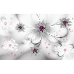 Wall murals diamond flowers on a soft gray background
