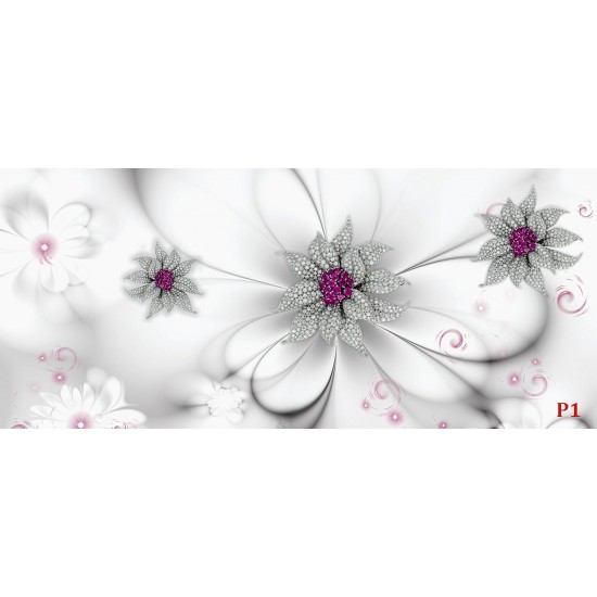 Wall murals diamond flowers on a soft gray background Wall murals diamond flowers on a soft gray background