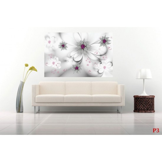 Wall murals diamond flowers on a soft gray background Wall murals diamond flowers on a soft gray background