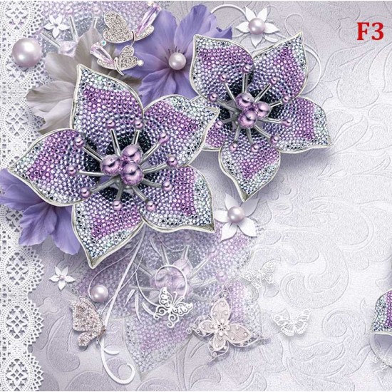 Wall murals diamond jewelery in purple with butterflies and pearls Wall murals diamond jewelery in purple with butterflies and pearls