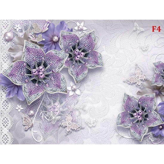 Wall murals diamond jewelery in purple with butterflies and pearls Wall murals diamond jewelery in purple with butterflies and pearls