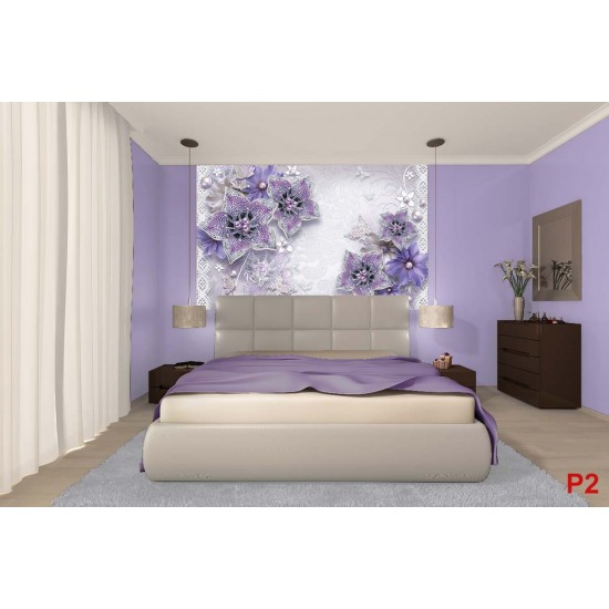Wall murals diamond jewelery in purple with butterflies and pearls Wall murals diamond jewelery in purple with butterflies and pearls