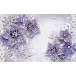 Wall murals diamond jewelery in purple with butterflies and pearls