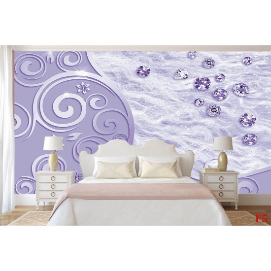 Wall murals ornaments with scattered diamonds in a purple range Wall murals ornaments with scattered diamonds in a purple range