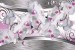 Wall murals 3d white orchids on a background metallic abstract