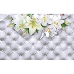 Wall murals lilies base upholstered leather silver
