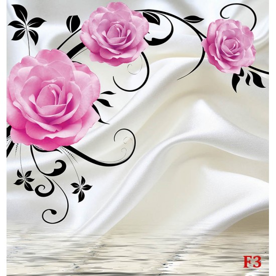 Wall murals pink or purple roses on white silk background 2 colors