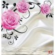 Wall murals pink or purple roses on white silk background 2 colors