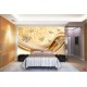 Wall murals abstract with diamond butterflies in purple and golden Wall murals abstract with diamond butterflies in purple and golden