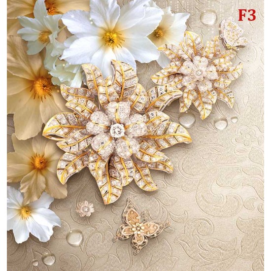 Wall murals diamond flower beige textured base Wall murals diamond flower beige textured base