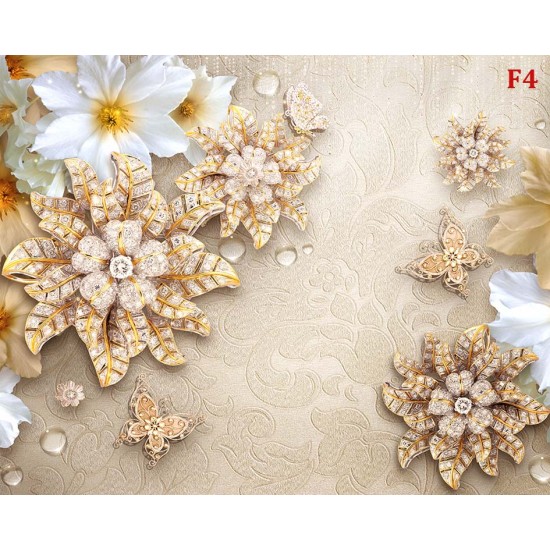 Wall murals diamond flower beige textured base Wall murals diamond flower beige textured base