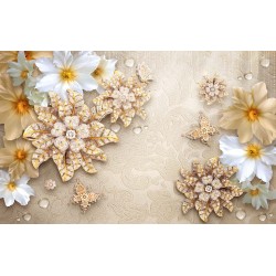 Wall murals diamond flower beige textured base