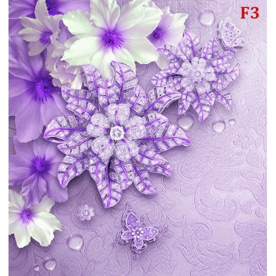 Wall murals diamond flower purple textured base