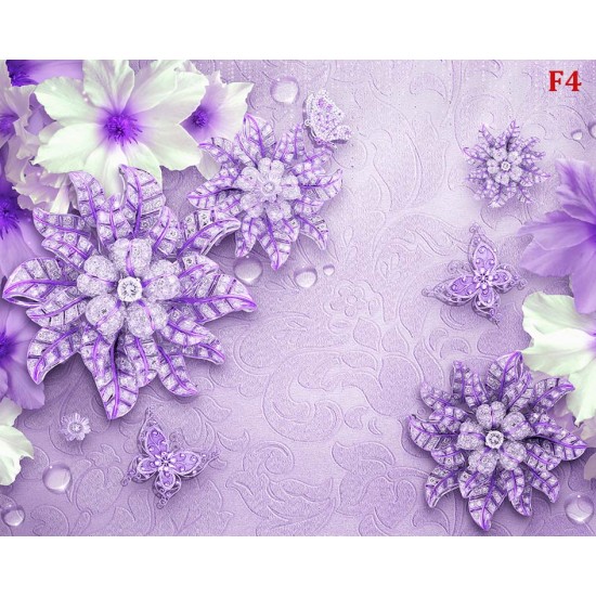 Wall murals diamond flower purple textured base