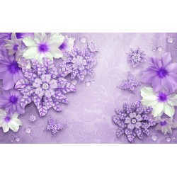 Wall murals diamond flower purple textured base