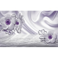 Wall murals diamond flowers with purple silk accent