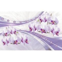 Wall murals orchids twig a modern abstract with diamonds in purple