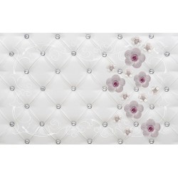 Wallpapers imitation upholstery leather with diamonds and flowers in 2 colors