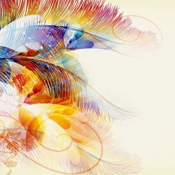 Wallpapers mural feather ornaments in beige gamut in 2 colors