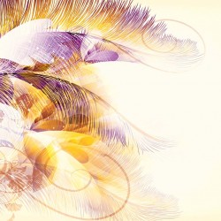 Wallpapers mural feather ornaments in beige gamut in 2 colors