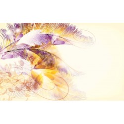 Wallpapers mural feather ornaments in beige gamut in 2 colors