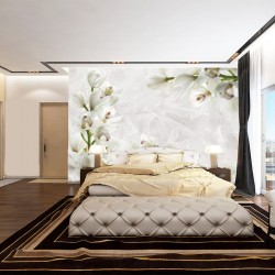 Wall murals cream orchids on wrinkled structure