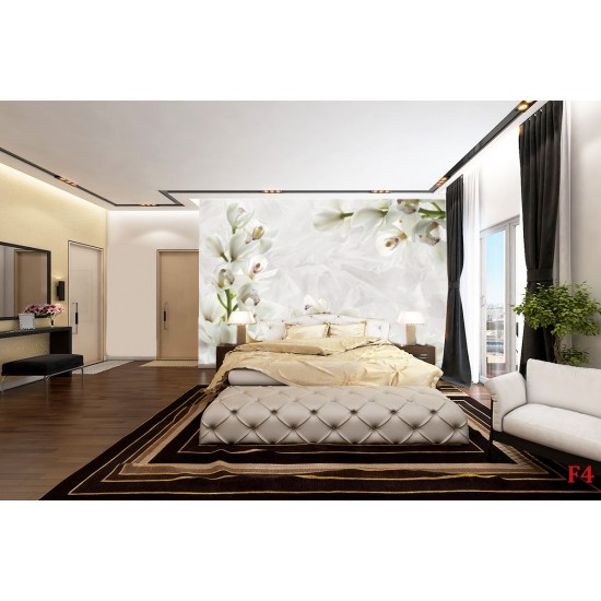 Wall murals cream orchids on wrinkled structure