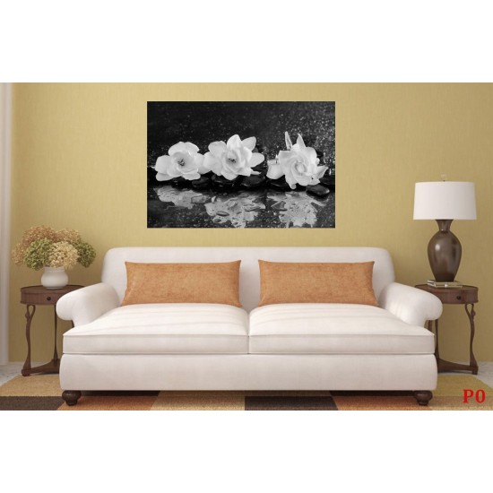 Wallpapers mural red roses and black spa stones