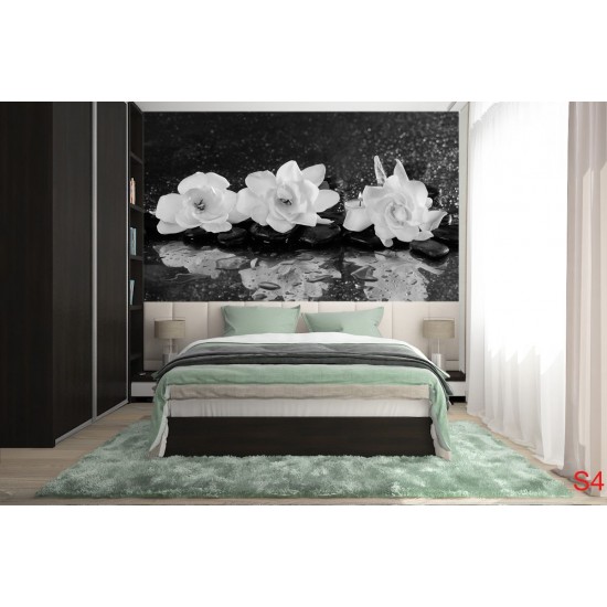 Wallpapers mural red roses and black spa stones