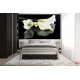 Photo mural white flowers on a black background mirror Photo mural white flowers on a black background mirror