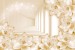 Photo mural tunnel with white 3D porcelain flowers