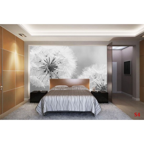 Photo mural delicate dandelion in grey gamut Photo mural delicate dandelion in grey gamut