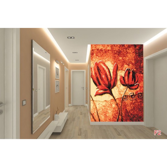 Wallpapers mural flaming art painted tulips