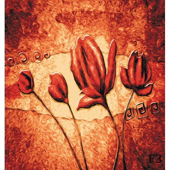 Wallpapers mural flaming art painted tulips