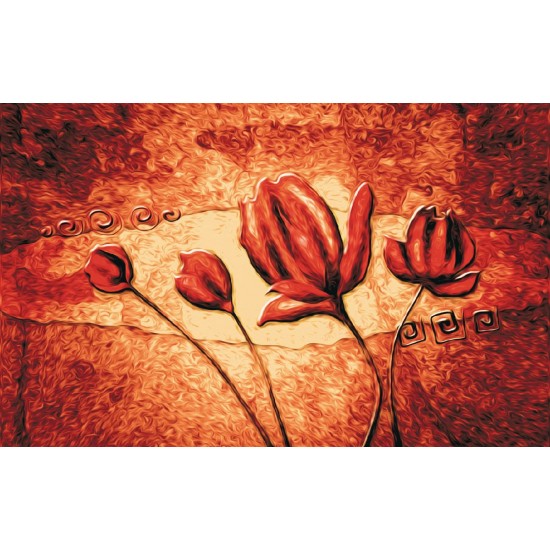 Wallpapers mural flaming art painted tulips