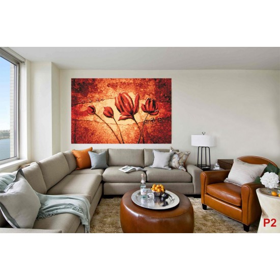 Wallpapers mural flaming art painted tulips