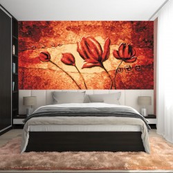 Wallpapers mural flaming art painted tulips