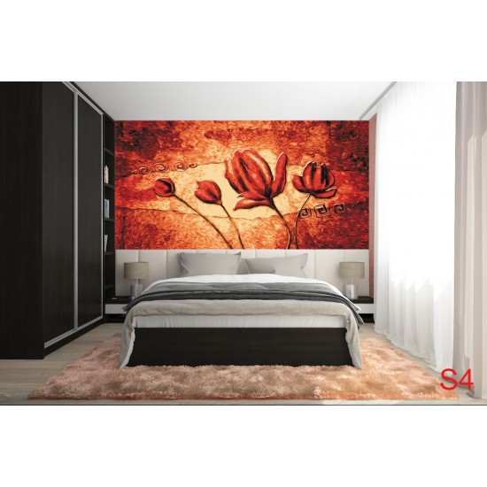 Wallpapers mural flaming art painted tulips