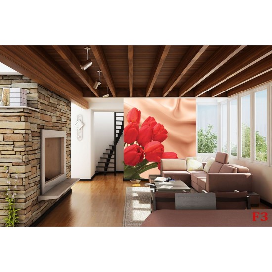 Wallpapers mural red tulips on a background of silk