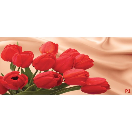Wallpapers mural red tulips on a background of silk
