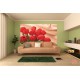Wallpapers mural red tulips on a background of silk