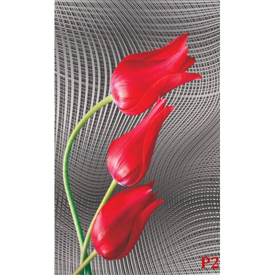 Wallpapers mural red tulips on gray figural background