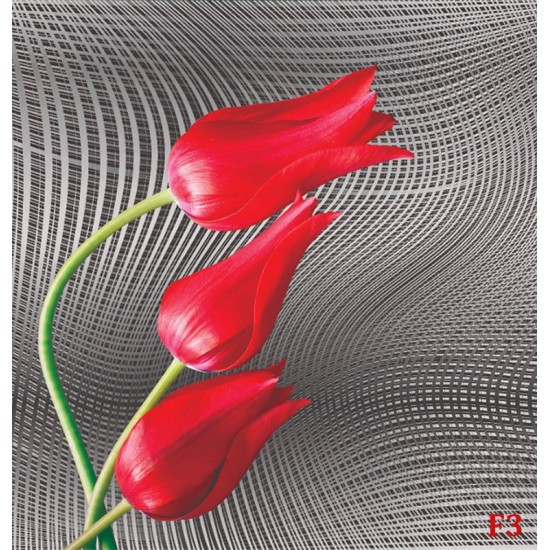 Wallpapers mural red tulips on gray figural background