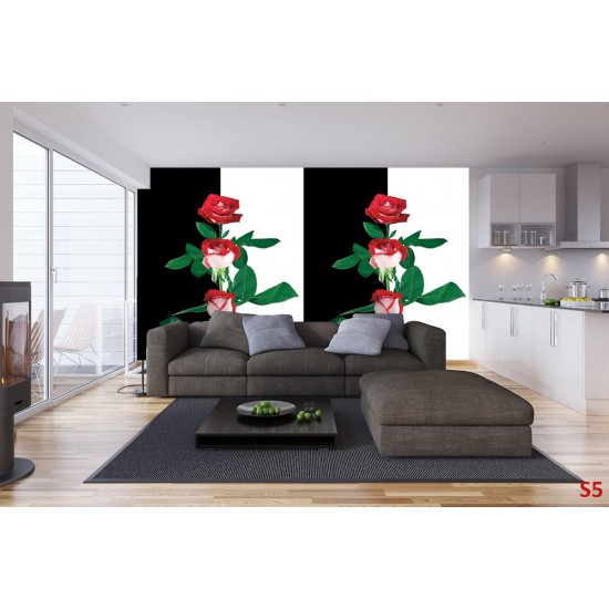 Wallpapers composition in black and white with red roses Wallpapers composition in black and white with red roses