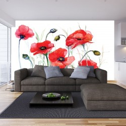 Wallpapers mural painted poppies