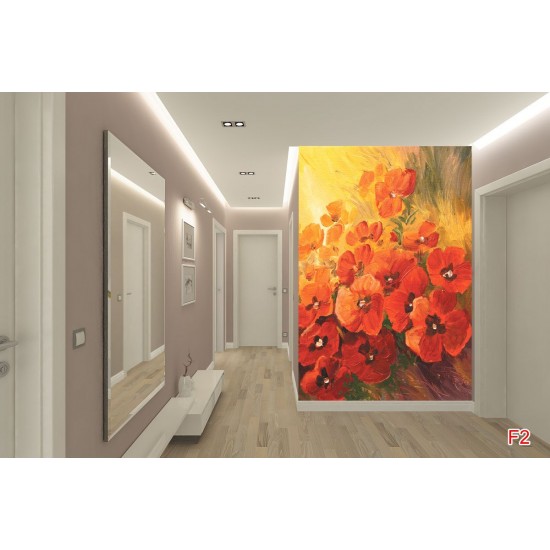 Wallpapers mural painted flaming flowers