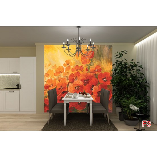 Wallpapers mural painted flaming flowers