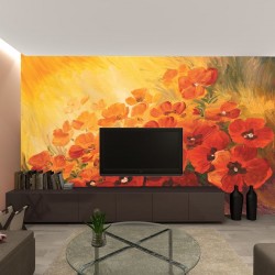 Wallpapers mural painted flaming flowers