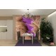 Photo mural purple tulips on a wooden based Photo mural purple tulips on a wooden based