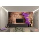 Photo mural purple tulips on a wooden based Photo mural purple tulips on a wooden based